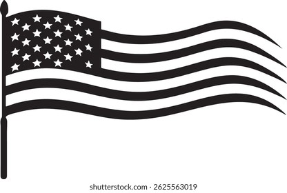 American Flag Flying at Half Staff Vector