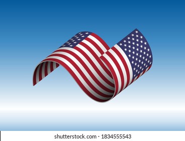 American flag flying vector illustration. Eps 10 with transparencies.