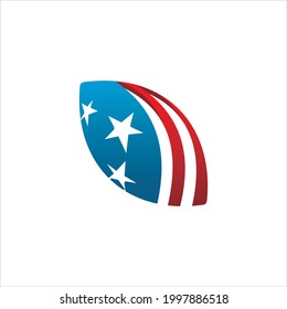 american flag football illustration logo