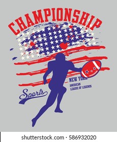 American flag and  American Football player graphic design vector art 