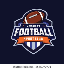 American flag football tournament logo template vector