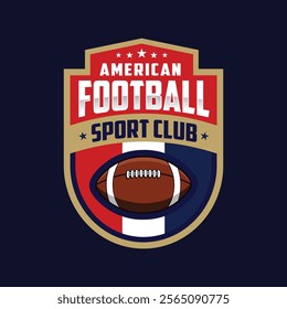 American flag football tournament logo template vector