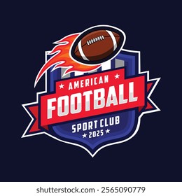 American flag football tournament logo template vector