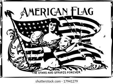 American Flag  Forever - vintage design