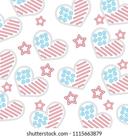 american flag in the form of a heart neon pattern
