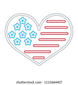 american flag in the form of a heart neon sign