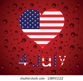  American flag in the form of heart on a dark red background