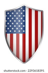 American flag in the form of a medieval shield, vector illustration