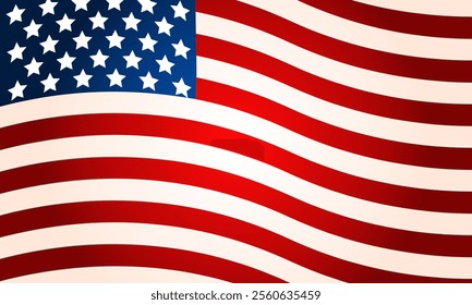 American flag fragment wavy vector background for US national day celebration and inauguration