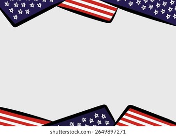 American flag frame design with patriotic red white and blue colors and empty space in the center for text or message