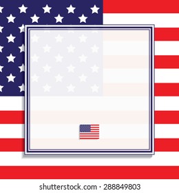 American flag and frame. Vector illustration.