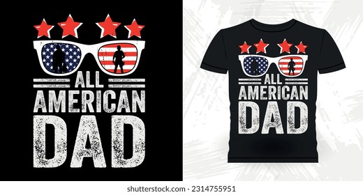 American Flag Funny Dad Lover Grandpa Retro Vintage Father's Day T-shirt Design