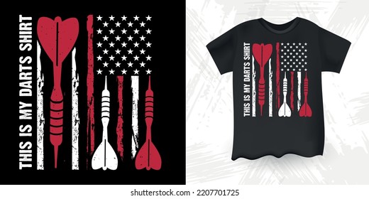 American Flag Funny Dart Player Retro Vintage Dart Throwing T-Shirt Design