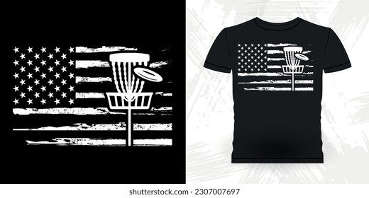 American Flag Funny Disc Golfer Retro Vintage Disc Golf T-shirt Design