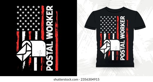 American Flag Funny Mailman Mail Retro Vintage Postal Worker T-shirt Design