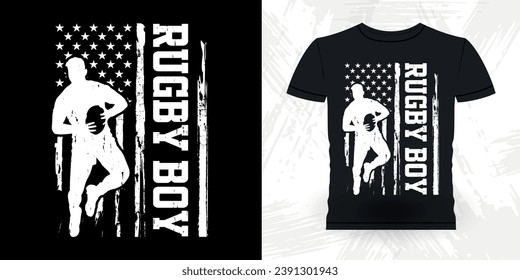 American Flag Funny Rugby Player Coach Vintage Rugby Player T-shirt Design