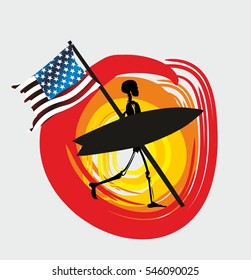 American flag graphic design vector art