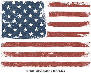 American Flag Grunge Background. Vector Template. Horizontal orientation.