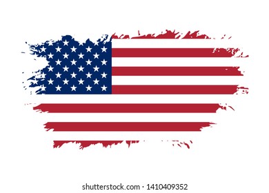 American flag. Grunge old flag USA isolated white background. Distressed retro texture. Vintage grungy dirty design. Symbol America united national freedom, patriotic 4th july Vector illustration