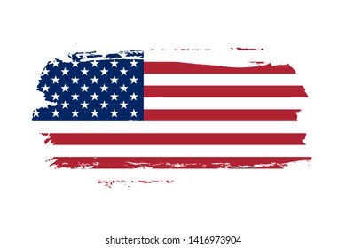 American flag. Grunge old flag USA isolated white background. Distressed retro texture. Vintage grungy dirty design. Symbol America united national freedom, patriotic 4th july Vector illustration