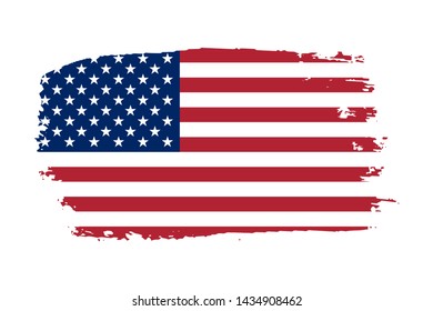 American flag. Grunge old flag USA isolated white background. Distressed retro texture. Vintage grungy dirty design. Symbol America united national freedom, patriotic 4th july Vector illustration
