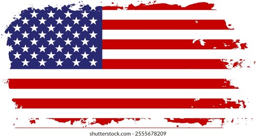 American flag grunge paint texture. USA Flag. Distressed US symbol, United States flag Vector Illustration for Celebration Holiday 4 of July American President Day. 