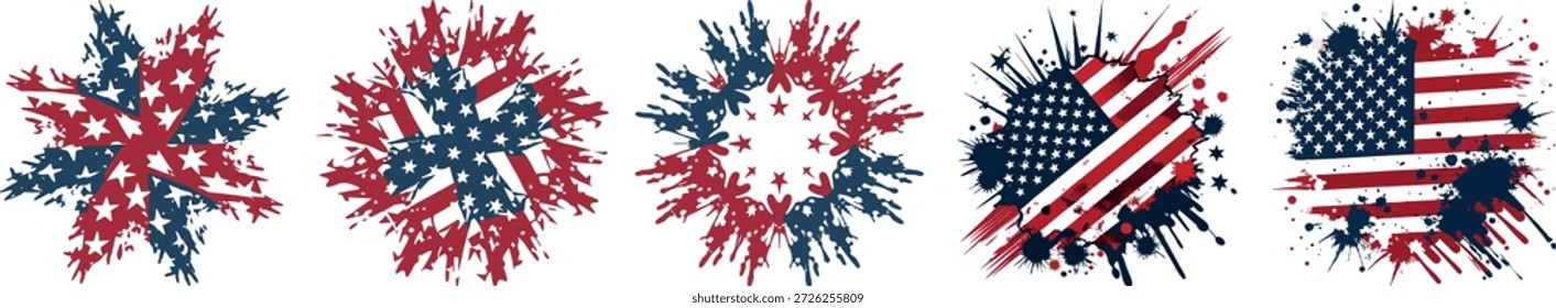 ilustração American Flag Grunge Splatter Designs