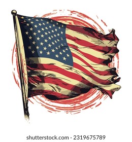 American flag. Grunge style flag of America illustration