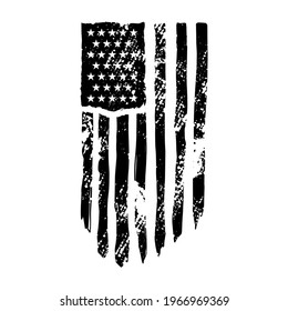 American flag in grunge style. Design element for logo, label, sign, emblem, poster. Vector illustration