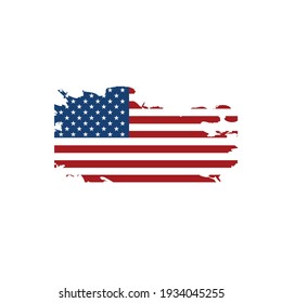 American flag in grunge style on a white background, independence, memorial, president's day Vector illustration.