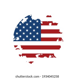 American flag in grunge style on a white background, independence, memorial, president's day Vector illustration.