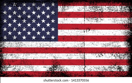 American flag in grunge style - vector