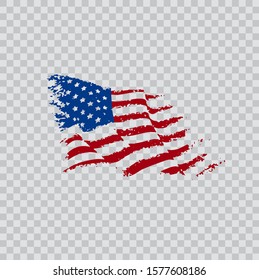 american flag in grunge style vector illustration on a transparent background