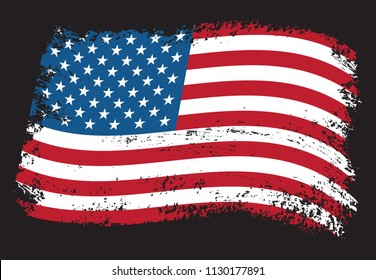American flag in grunge style.Vector dirty USA flag.