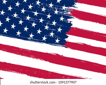 American flag in grunge style.Vector USA flag.