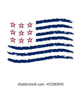 American flag grunge, symbol for 4th July, Independence Day celebration. Patriotic Typography Graphics. National design. Fashion Print for sportswear apparel, t shirt, card, banner Vector illustration