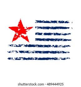 American flag grunge, symbol for 4th July, Independence Day celebration. Patriotic Typography Graphics. National design. Fashion Print for sportswear apparel, t shirt, card Vector illustration