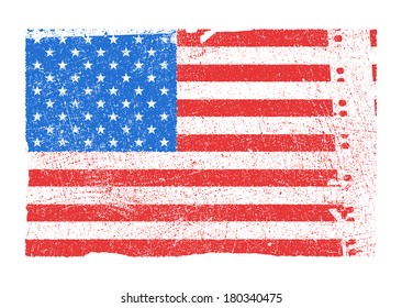 American flag with grunge texture. Vector eps 8