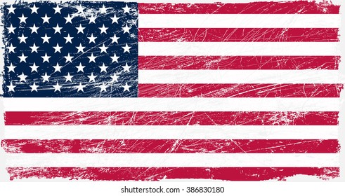 American flag with grunge texture.Grunge USA flag.Vector illustration.