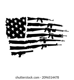 American flag guns, Distressed Gun Rifles American Flag, US flag guns vector illustration