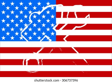 American flag with a hammer and the key