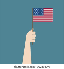 American flag in hand