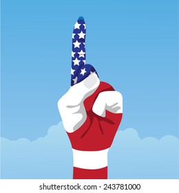 American flag hand making number one sign EPS 10 vector stock illustration