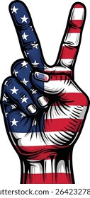 American Flag Hand Peace Sign Patriotic Gesture hand gesture