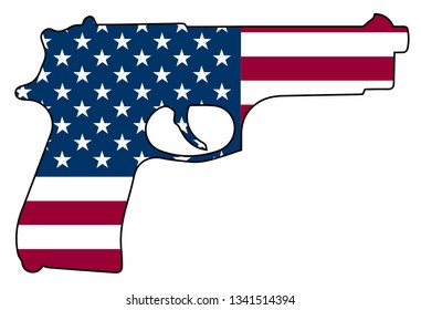 American Flag Handgun Isolated Vector Illustration