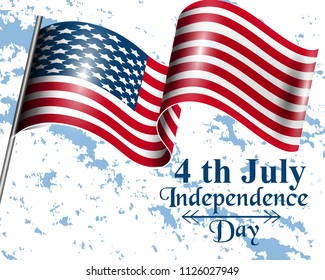 American flag Happy Independence day Vector. 4th of july old postcards