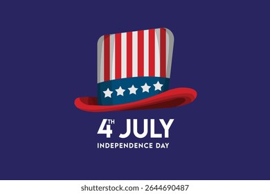 American Flag Hat Illustration – Patriotic vector design perfect for 4th of July celebrations, Independence Day parties, national holidays and themed graphics. Ideal for festive and USA pride project.