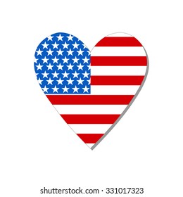 American flag in heart