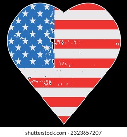 American flag heart 4th of july t-shirt design