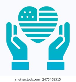 American Flag Heart, Caring Hand, Memorial day Vector Icon. Isolated Gradient Vector Icon.